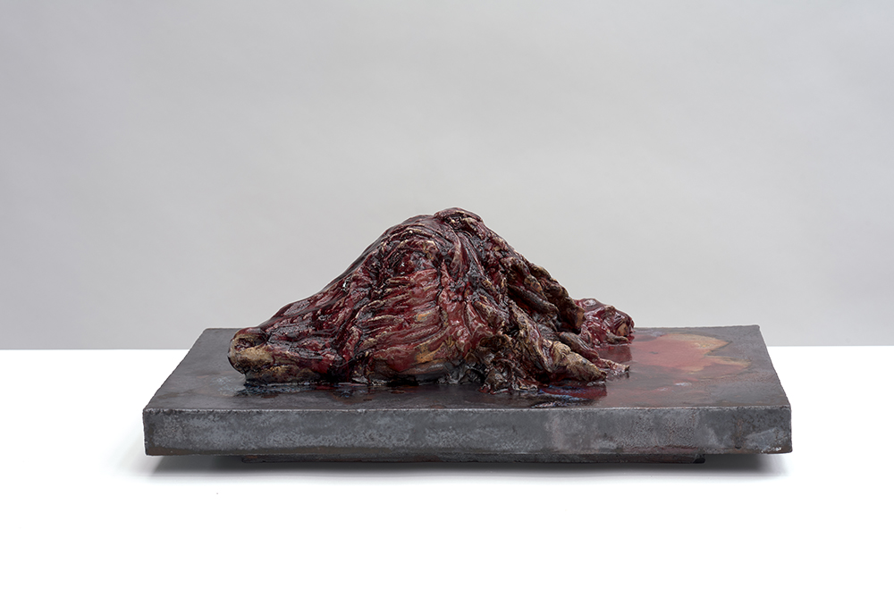 Still life - Metamorphosis (sheep head, dark red reduction): 2021